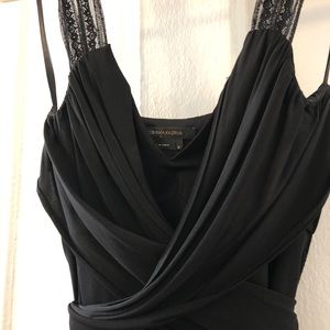 BCBGMAXAZRIA Midi Wrap Black Dress